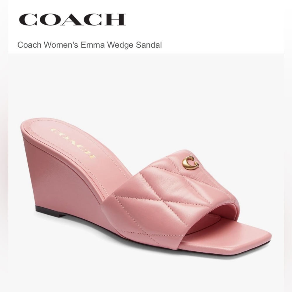 Coach Women's Emma Wedge Sandal, 
Color: Bubblegum 🍬, Size:  7 👡